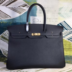 Replica Hermes Birkin 25 Retourne Handmade Bag In Black Ostrich