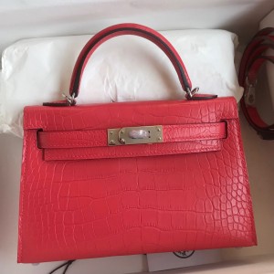 Replica Hermes Kelly Mini II Sellier Tri-color Bag In Red/Rose Extreme/Blue  Epsom Calfskin