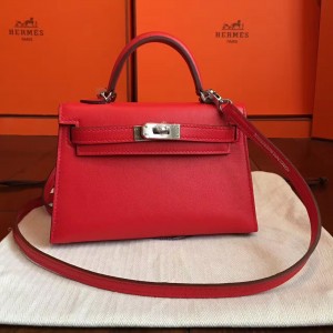 Hermes Red Swift Kelly Mini II Handmade Bag