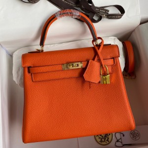 Replica Hermes Orange Birkin 25cm Ostrich Handmade Bag