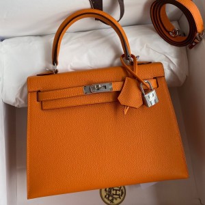 Hermes Epsom Kelly 25cm Sellier Handmade Orange Bag