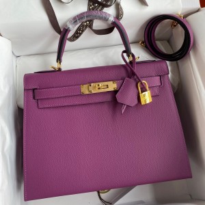 Hermes Kelly Sellier 28 Handmade Bag In Anemone Epsom Calfskin