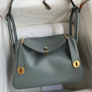 Hermes Lindy 26 Handmade Bag In Vert Amande Evercolor Leather