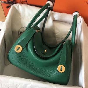 Hermes Vert Vertigo Lindy 30cm Clemence Handmade Bag