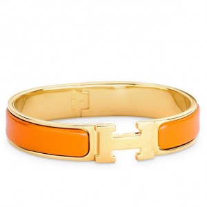 Hermes Orange Enamel Clic H PM Bracelet