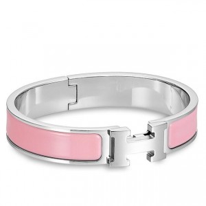 Hermes Pink Enamel Clic H PM Bracelet