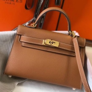 Hermes Kelly Mini II Bag In Gold Epsom Leather