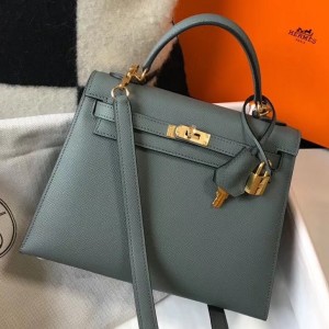 Replica Hermes Kelly 25cm Sellier Bag In Gris Asphalt Epsom Leather