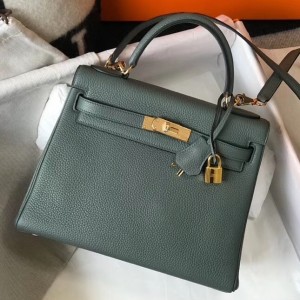 Hermes Vert Amande Clemence Kelly 28cm Bag GHW