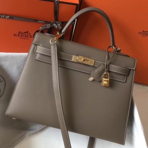 Hermes Taupe Epsom Kelly 32cm Sellier Bag