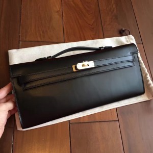 Hermes Black Box Kelly Cut Handmade Bag