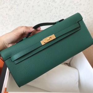 Hermes Malachite Epsom Kelly Cut Handmade Bag