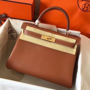 Hermes Gold Swift Kelly 28cm Handmade Bag