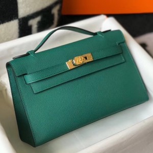 Hermes Malachite Epsom Kelly Mini II 20cm Handmade Bag