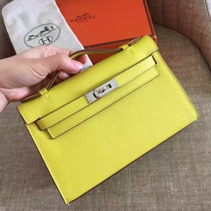 Hermes Yellow Kelly Pochette Epsom Handmade Bag