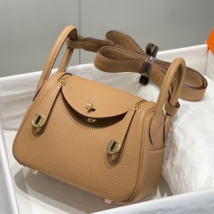 Hermes Lindy Mini Bag In Chai Clemence Leather GHW 