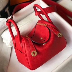 Replica Hermes Mini Lindy Handmade Bag In Biscuit Clemence Leather