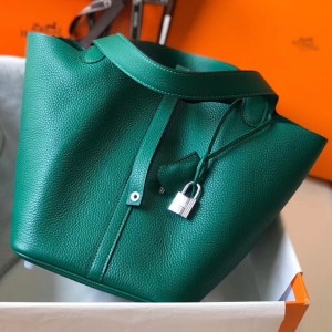 Hermes Picotin Lock 22 Bag In Vert Vertigo Clemence Leather