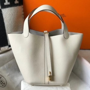 Hermes Picotin Lock 22 Bag In Beton Clemence Leather