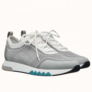 Hermes Addict Sneakers In Grey Knit