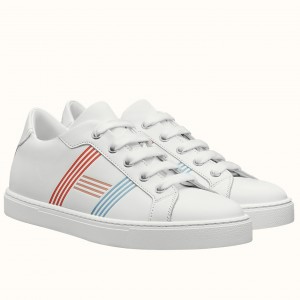 Hermes Avantage Sneakers In Multicolore White Calfskin