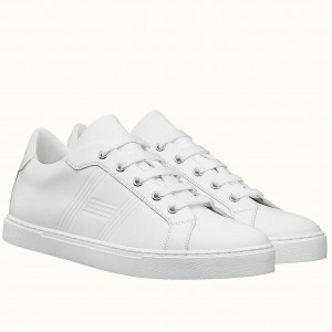 Hermes Avantage Sneakers In White Calfskin