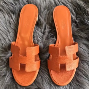 Hermes Orange Epsom Oasis Sandals