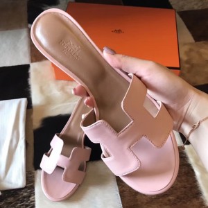Hermes Oasis Sandals In Pink Swift Leather