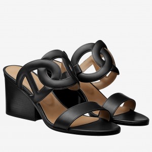 Hermes Black Peace Sandals