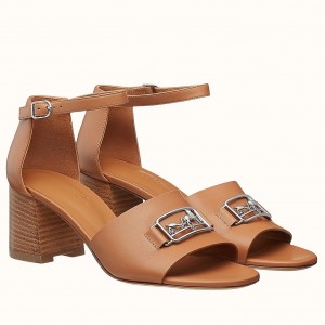 Hermes Viaggio 60MM Sandals In Brown Leather