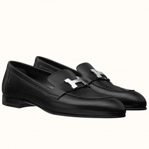 Hermes Paris Loafers In Noir Goatskin