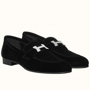 Hermes Paris Loafers In Black Velvet
