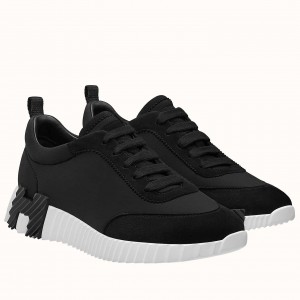 Hermes Bouncing Sneakers In Black Canvas