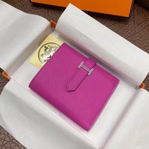 Hermes Bearn Compact Wallet In Magnolia Epsom Leather