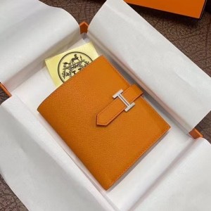 Hermes Orange Bearn Compact Wallet  Wallet, Compact wallets, Crossbody bag