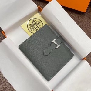 Hermes Bearn Compact Wallet In Vert Amande Epsom Leather