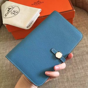 Hermes Dogon Duo Combined Wallet Dark Grey Blue TM Palladium