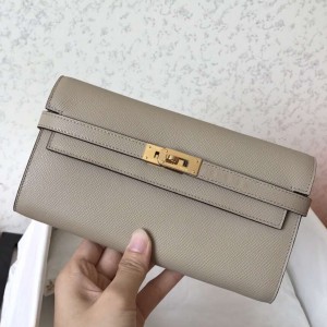 Replica Hermes Kelly Sellier 25 Bicolor Bag in Craie and Gris Asphalt Epsom  Calfskin