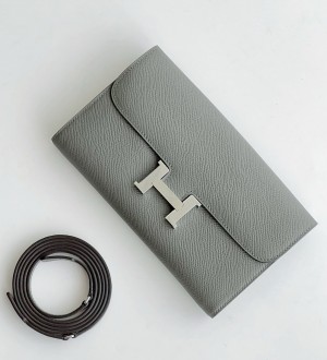 Hermes Constance To Go Wallet in Gris Meyer Epsom Calfskin 