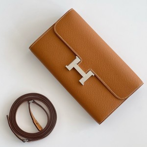 Hermes Constance To Go Wallet in Gold Epsom Calfskin 