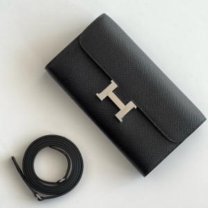 Hermes Constance To Go Wallet in Black Epsom Calfskin