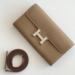 Hermes Constance To Go Wallet in Taupe Epsom Calfskin