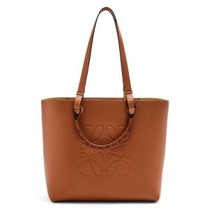 Loewe Anagram Medium Tote Bag In Brown Calfskin 