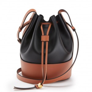 Loewe Small Balloon Bucket Bag In Black/Tan Calfskin