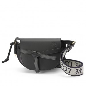 Loewe Mini Gate Dual Bag In Black Calfskin
