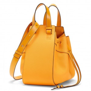 Loewe Medium Hammock Drawstring Bag In Yellow Leather