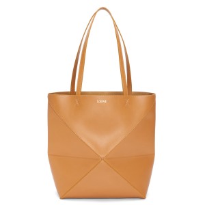 Loewe Large Puzzle Fold Tote Bag in Tan Calfskin