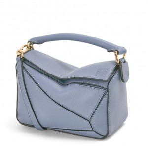 Loewe Puzzle Mini Bag In Atlantic Blue Calfskin Leather