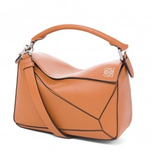 Loewe Small Puzzle Bag In Brown Calfskin Leather