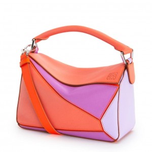 Loewe Small Puzzle Bag In Grapefruit/Mauve/Lilas Calfskin